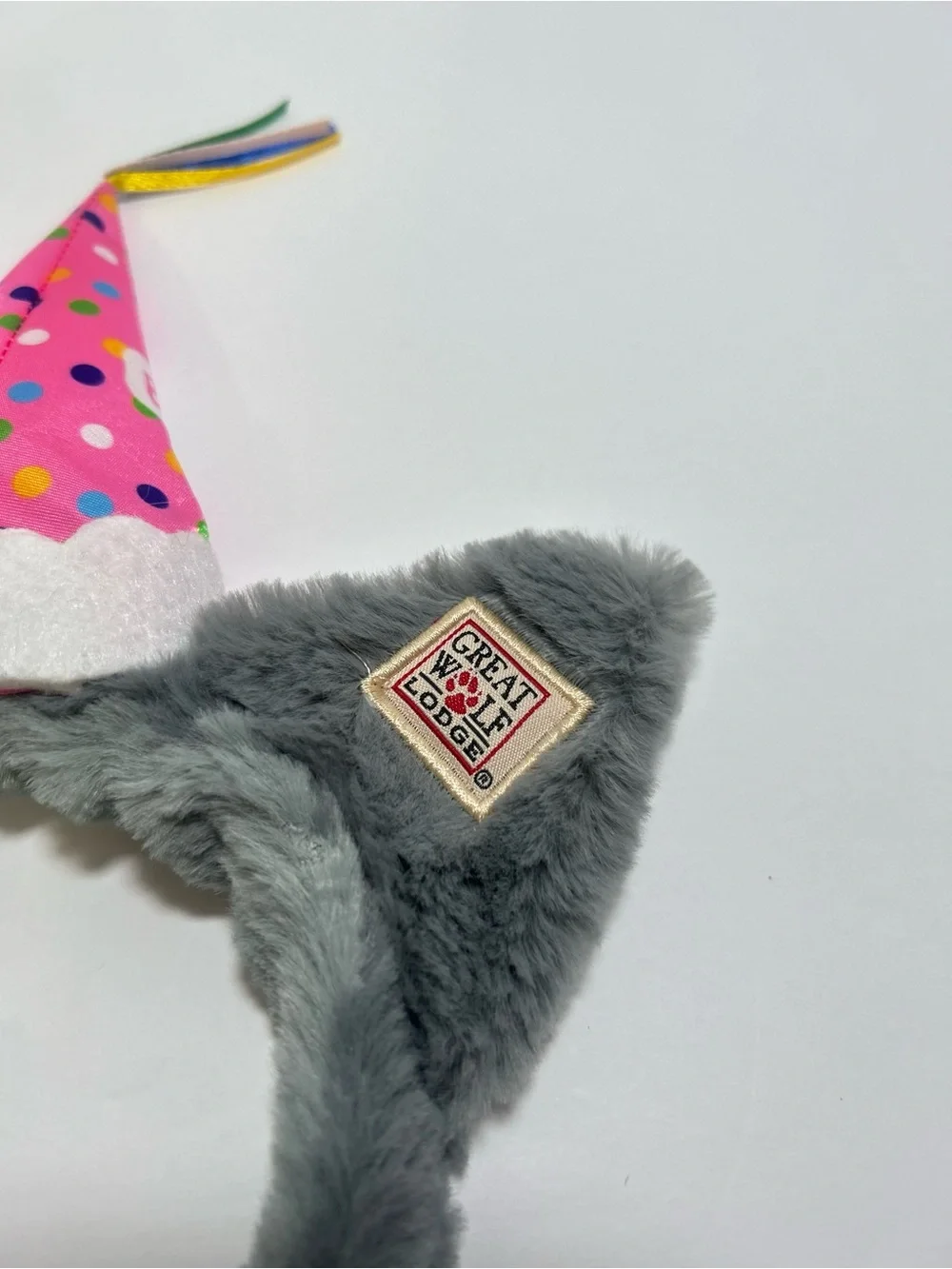 Great Wolf Lodge PINK Headband Birthday Party Hat Plush Gray Fur Ears